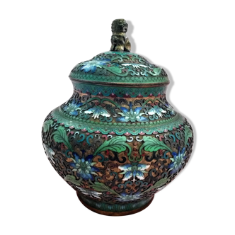 Pot covered in enamelled bronze