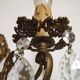 French Vintage Double Bronze & Crystal Wall Light - Stylized Dolphin Detail