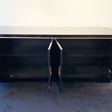 Black and gold lacquered buffet with Chinese handles, 1970