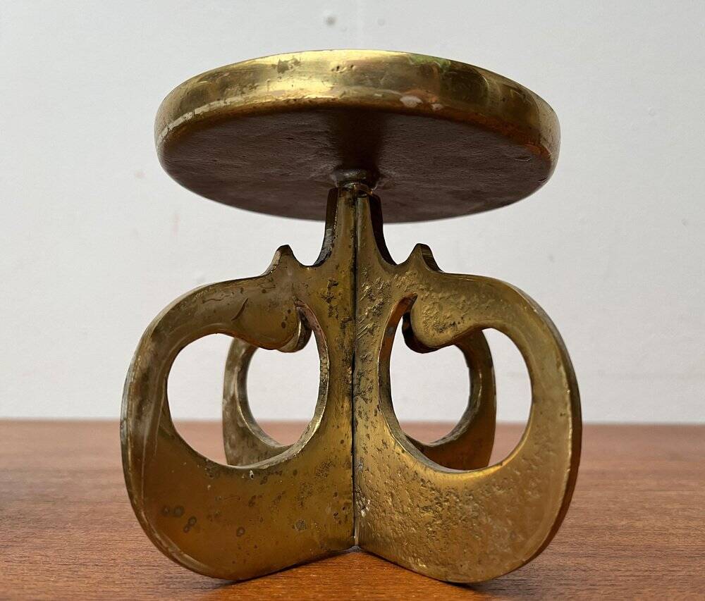 Vintage brutalist metal candle holders, 1970s, set of 2