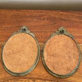 2 oval frames birds on silk