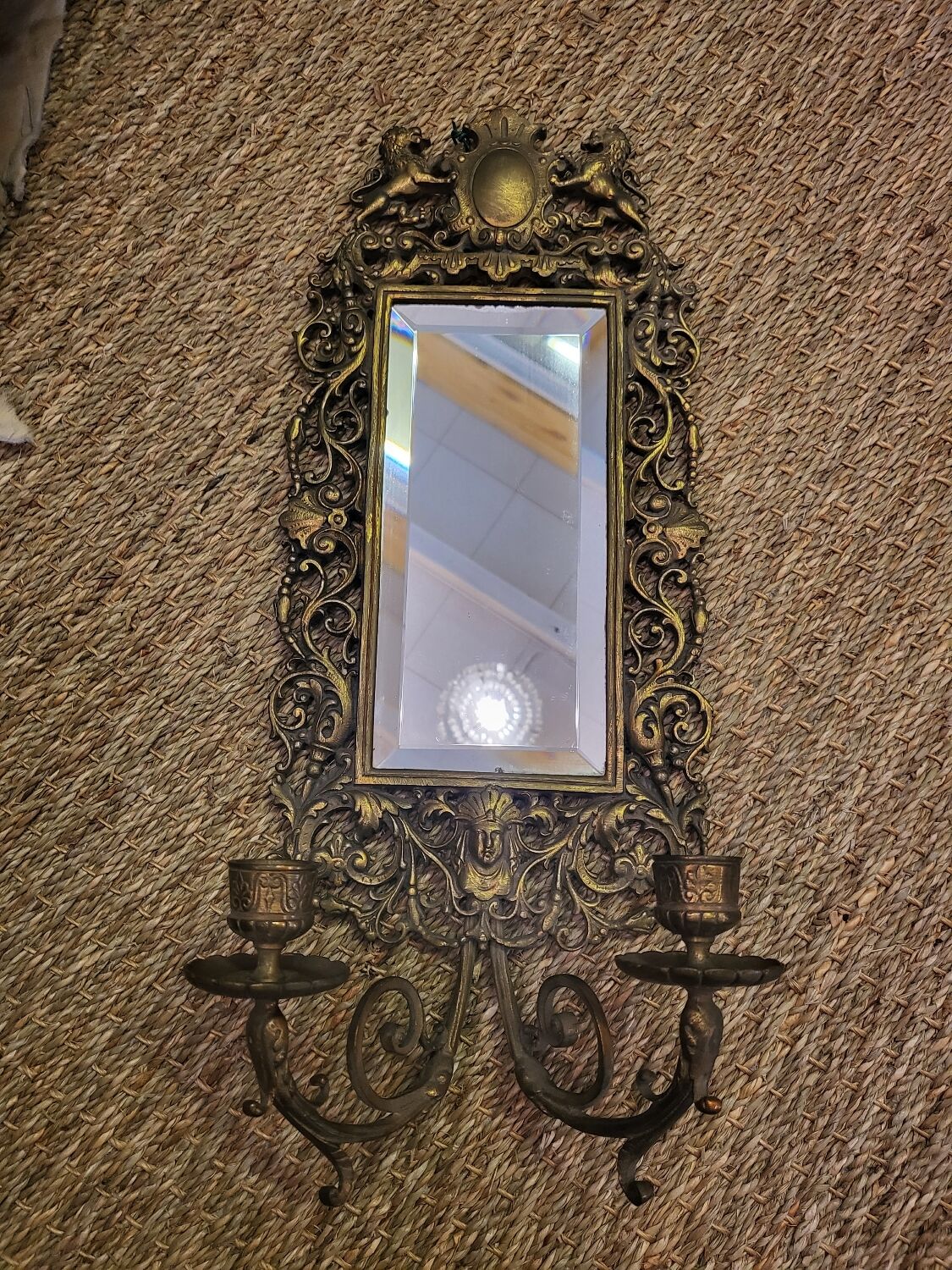 Miroir bougeoirs en bronze 18x46cm