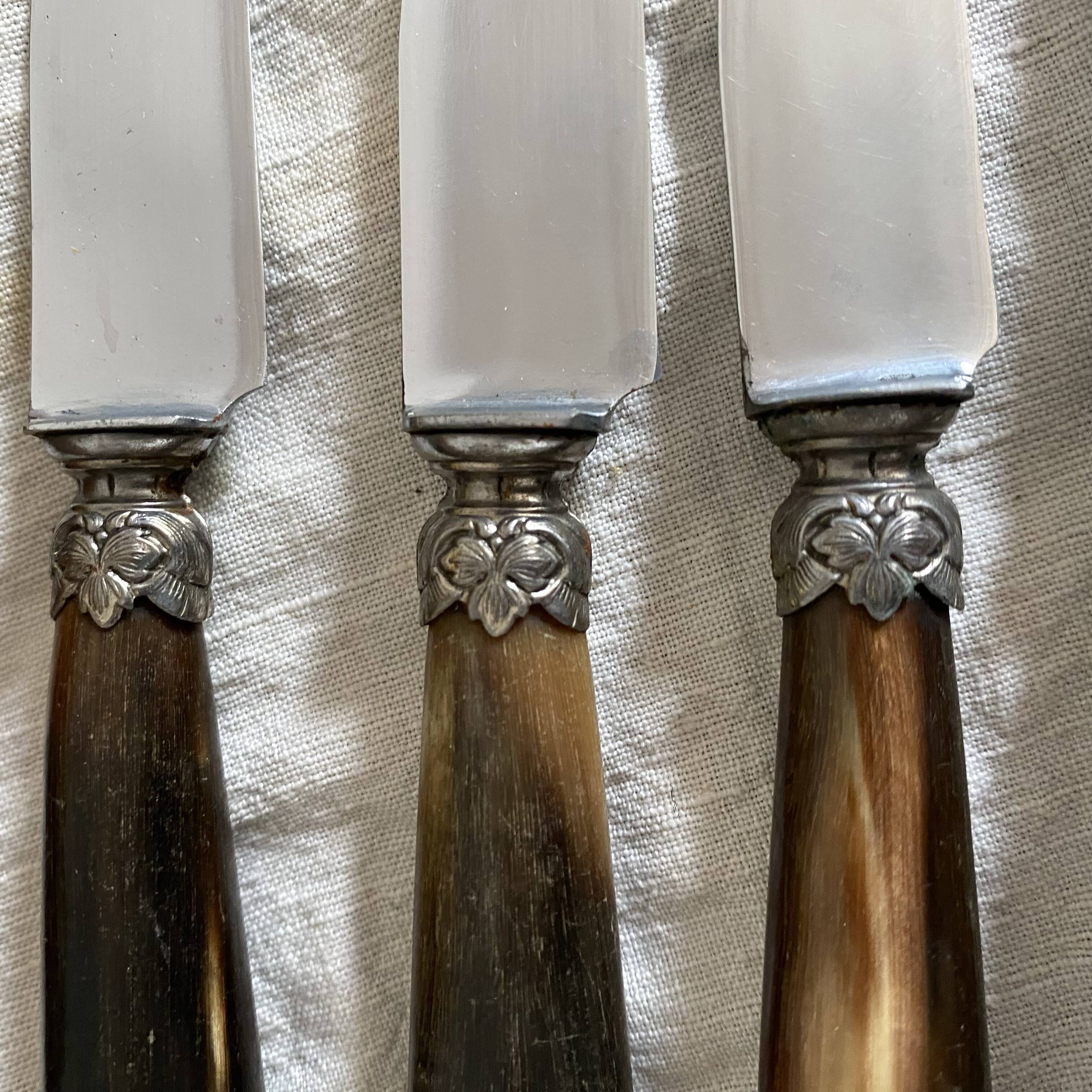 Antique horn and steel blade knives