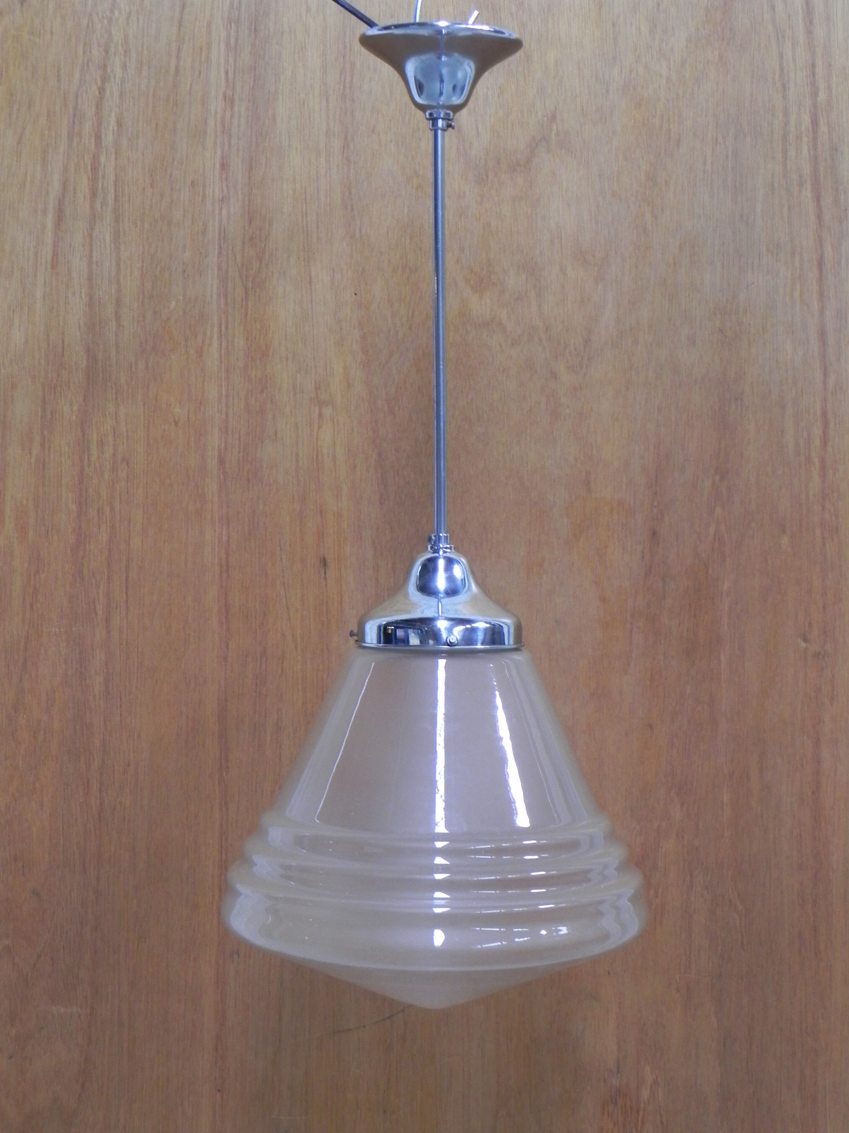 Art Deco hanging lamp with frosted glass shade