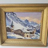 Oil painting on panel Village du Tour / Le Tour (Chamonix) Signed M Mart