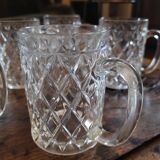 6 mazagrans en verre pressé motif diamant