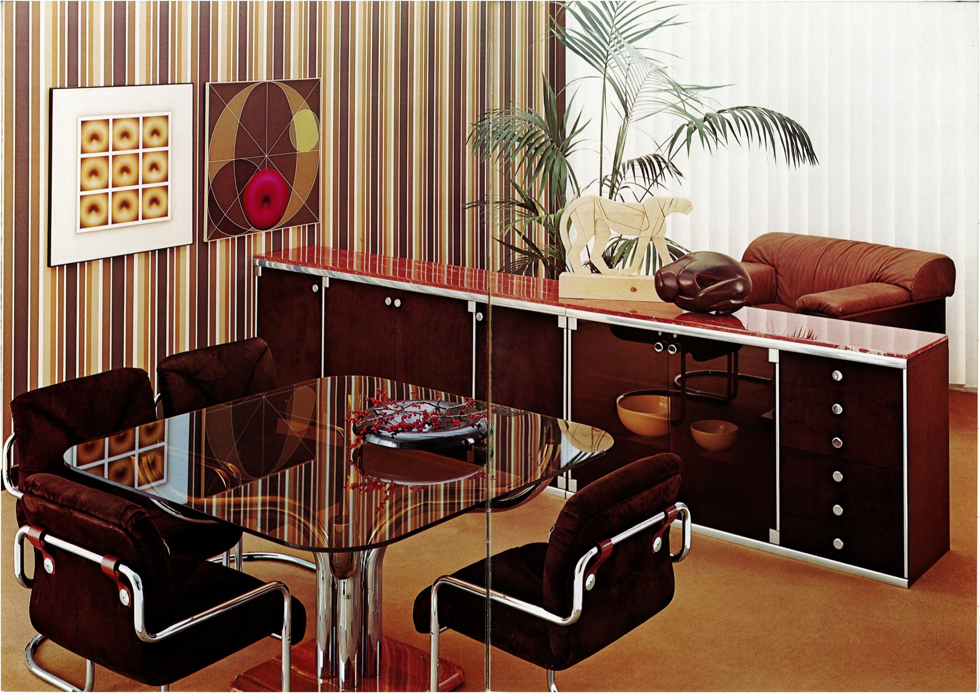 Guido Faleschini Astro Marble and Leather Sideboard for i4 Mariani 1979