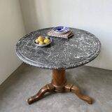 Empire walnut and marble pedestal table, late 19th century