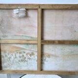 Old oil painting on landscape canvas