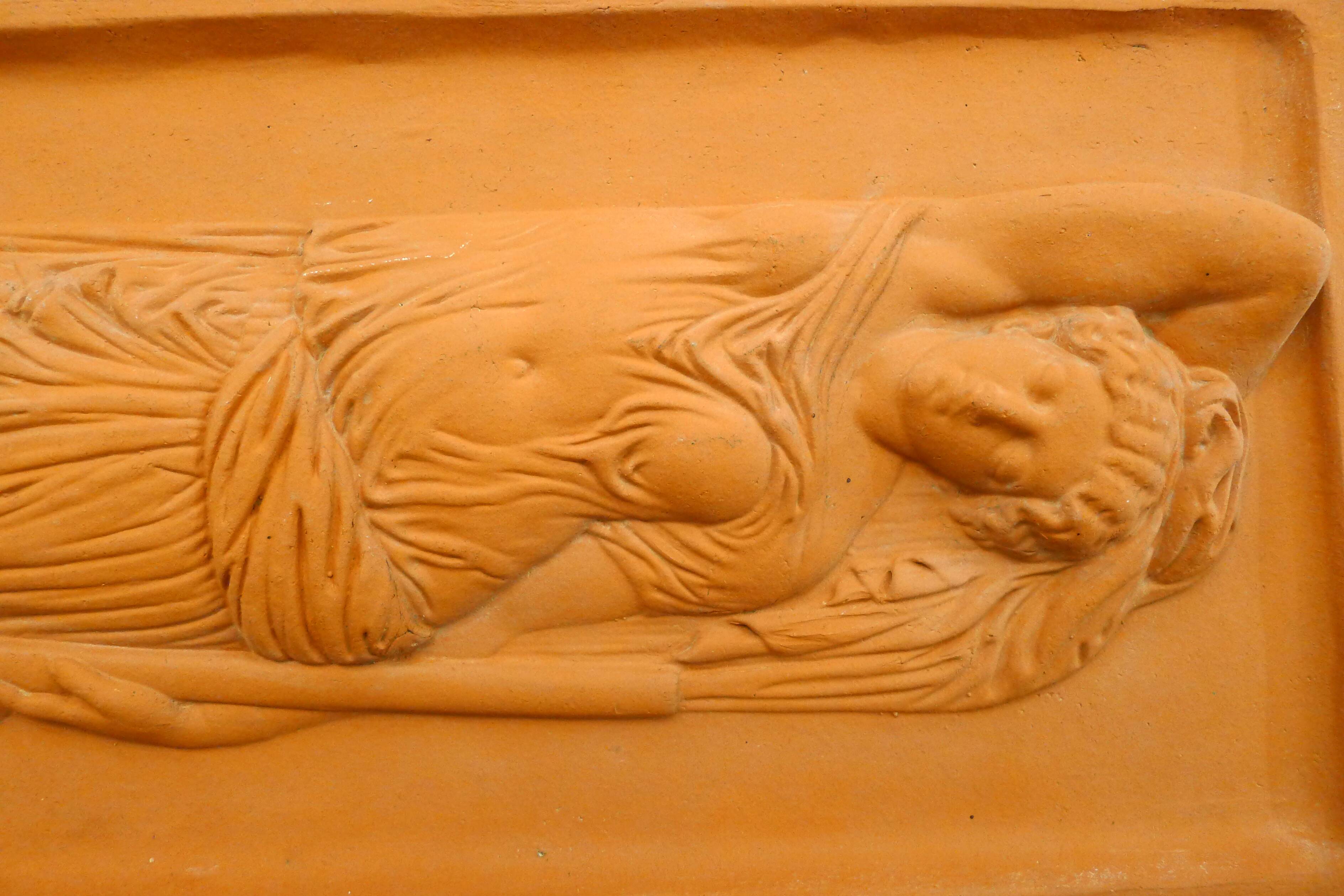 Wall plaque Woman bather, terracotta bas-relief
