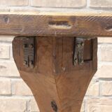 Brutalist console in solid wood worked with gouge & wrought iron, France 1950s