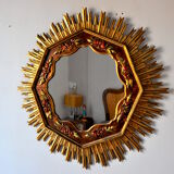Sun gilded wooden mirror 80cm