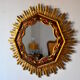 Miroir soleil en bois doré 80cm