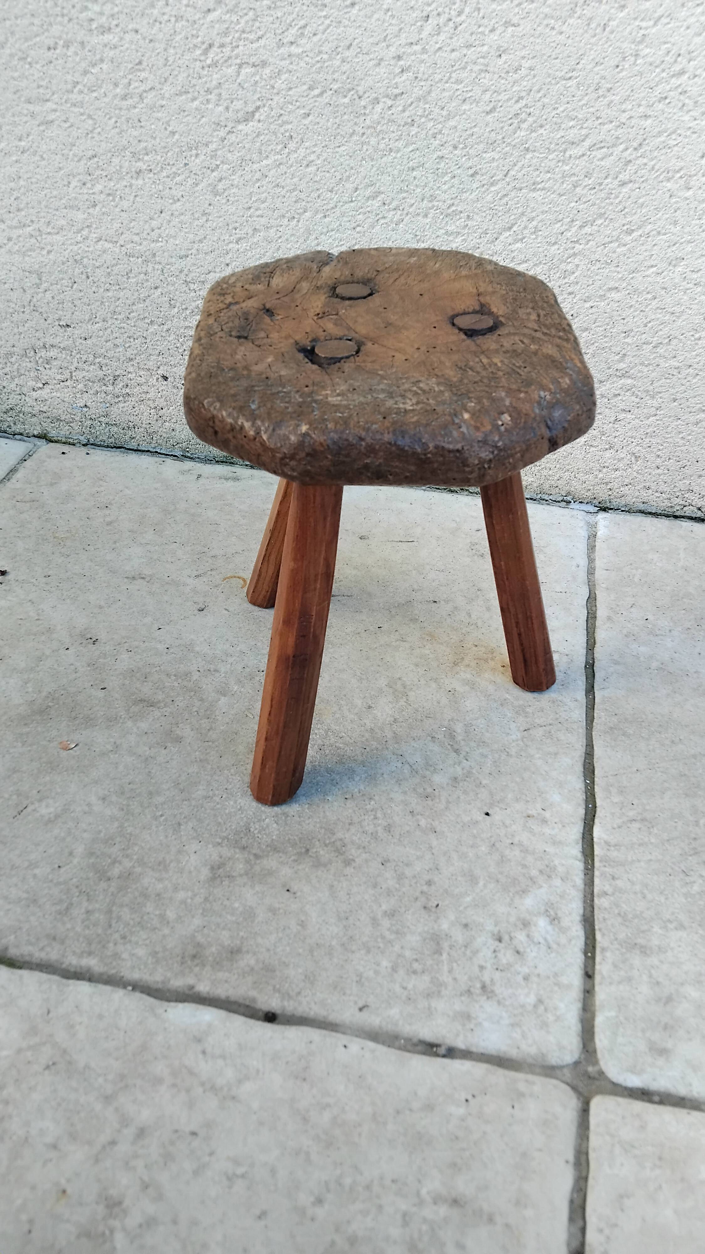 Antique vintage farmhouse tripod stool