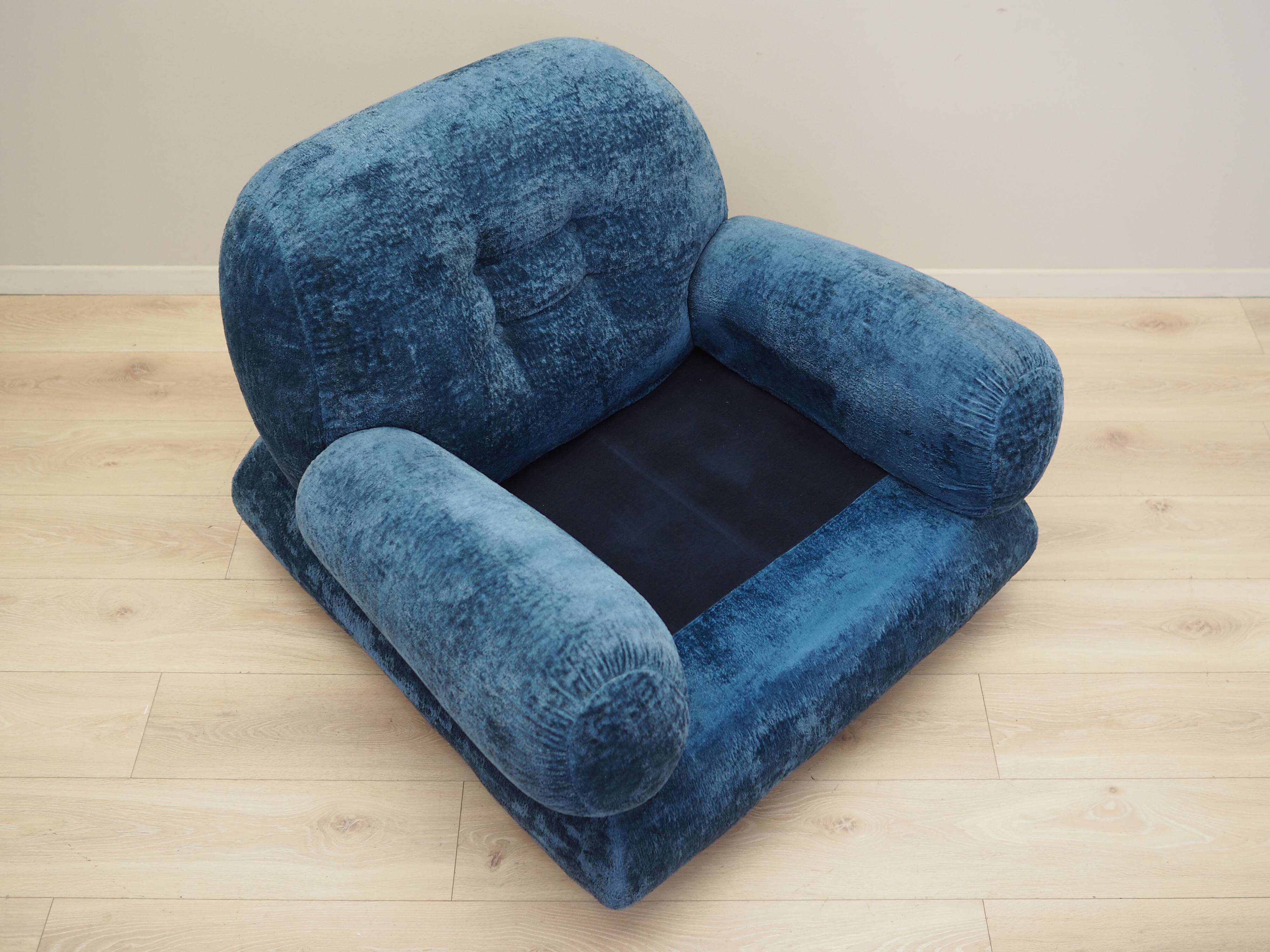 Blue armchair, Italian design, 1970s, production: Italy