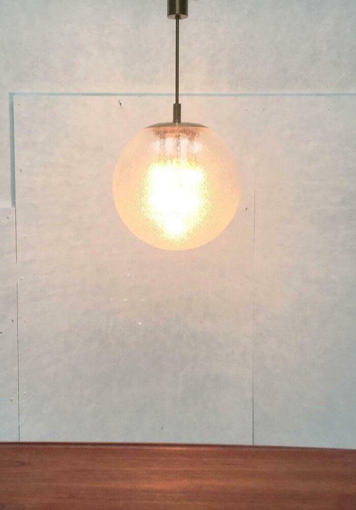Large glass and brass planet ball pendant lamp from the mid-century German space age, 1960s.