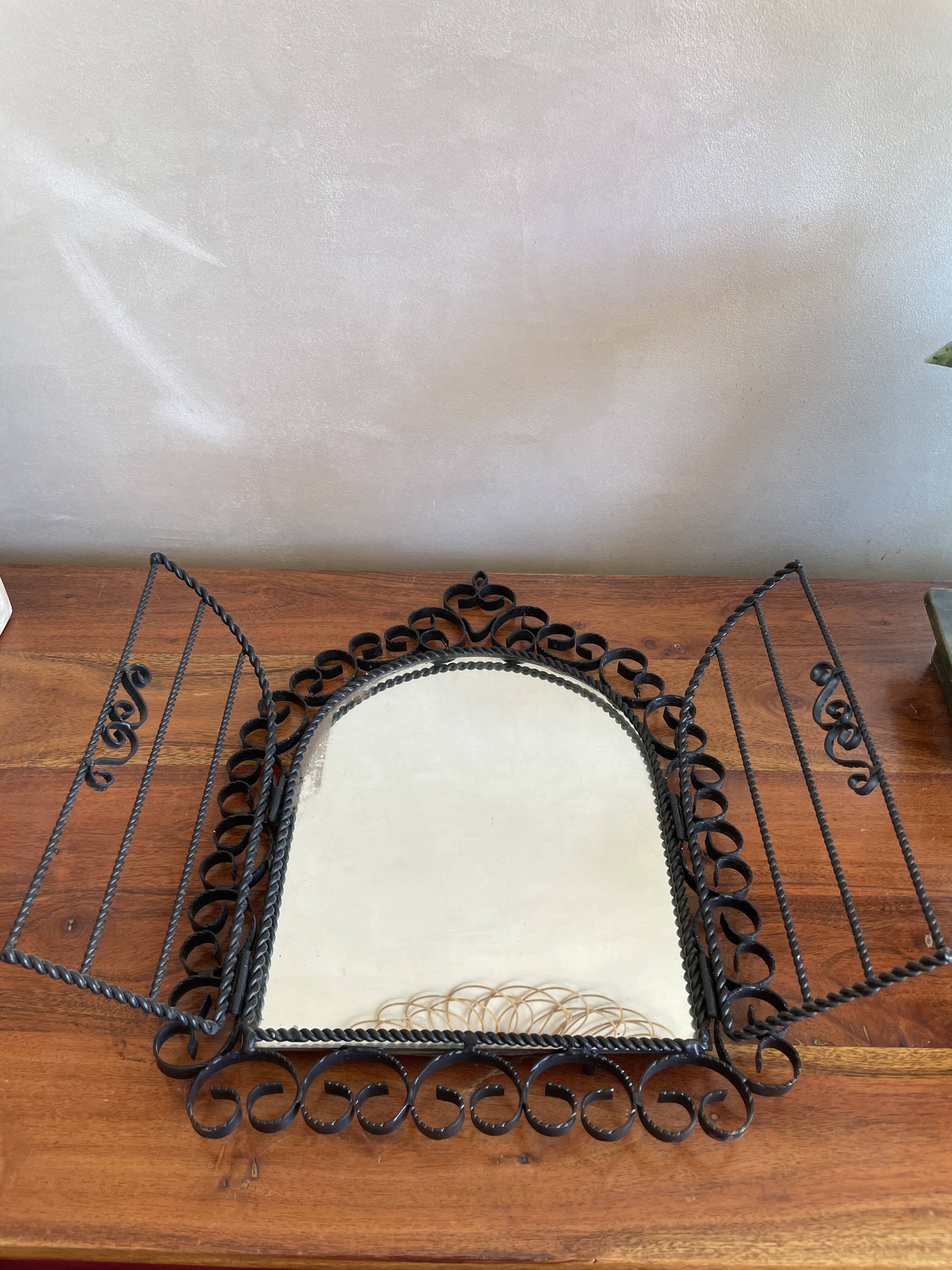 Wrought iron mirror with shutters 29x40cm
