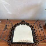 Miroir en fer forgé avec volets 29x40cm