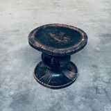 Handcrafted Low Stool in Carved Stained Wood, Africa, 1950s