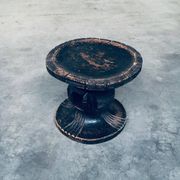 Handcrafted Low Stool in Carved Stained Wood, Africa, 1950s