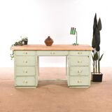 Industrial old desk workbench light green