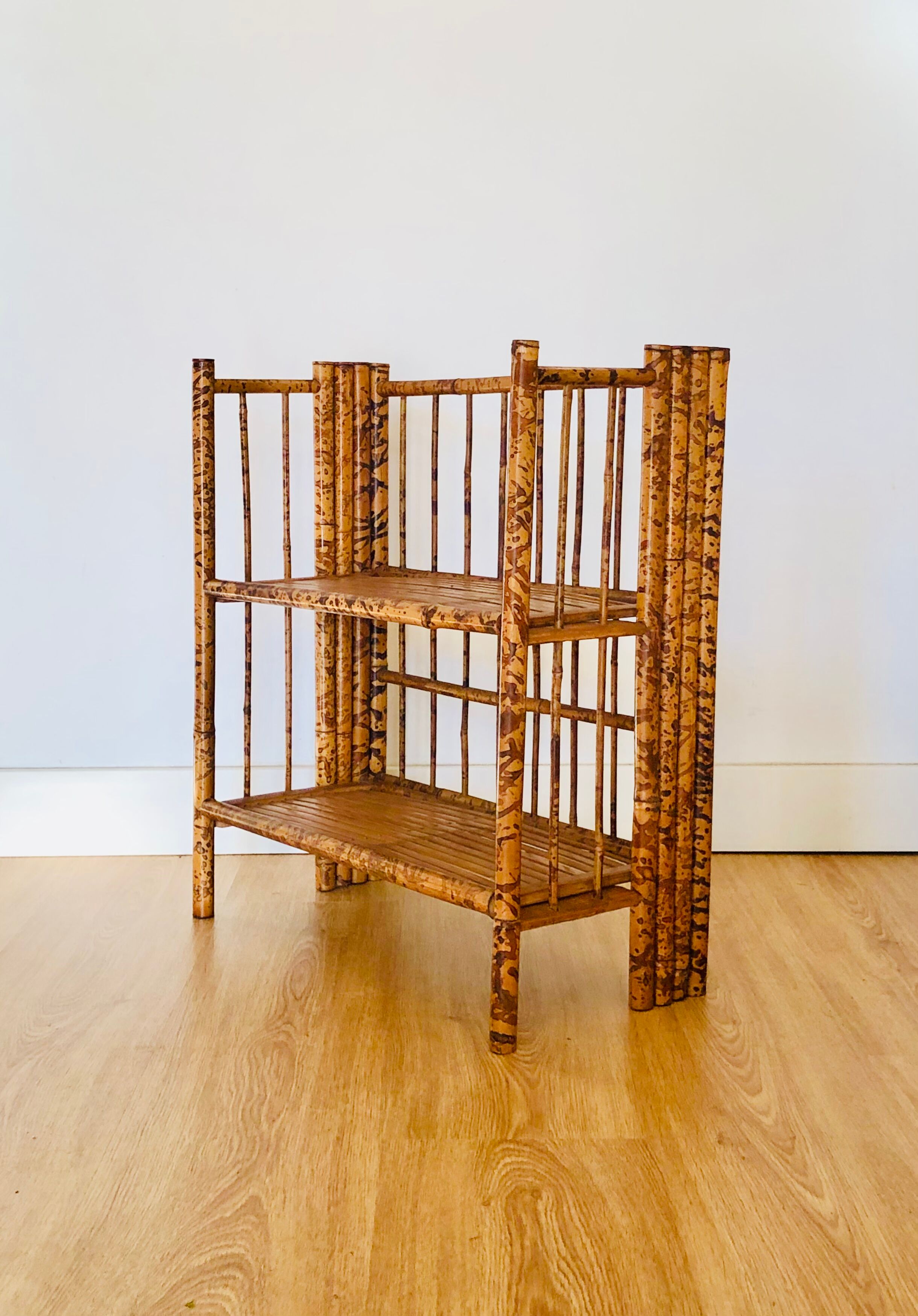 Folding speckled bamboo shelf