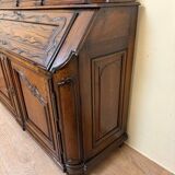 Monumental scriban buffet with clock from the 17th century, Liége region, in carved oak