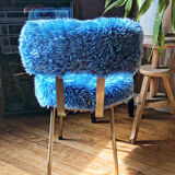 Chaise moumoute 70´s pelfran bleu ciel