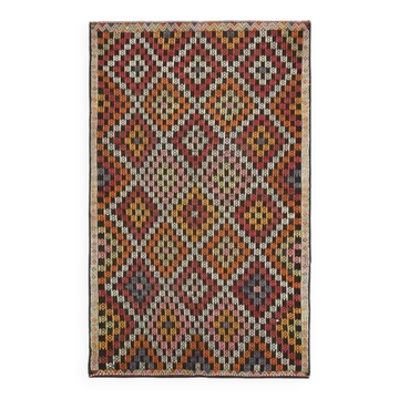Vintage Turkish Oushak Handmade Wool Cotton Brown Area Rug 180x291
