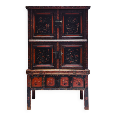 Cabinet chinois vintage peint à la main