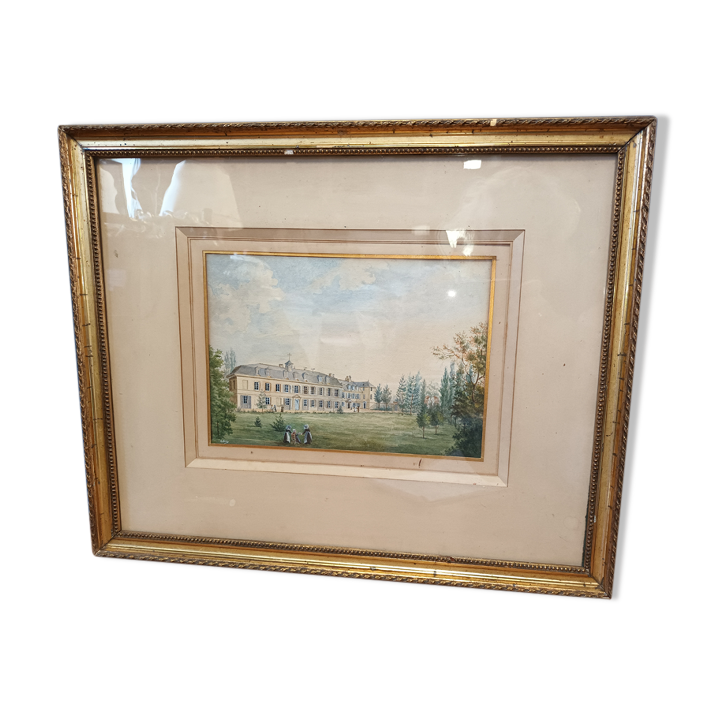 Colorful antique engraving G.Gré