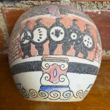 Antique Polychrome Ceramic Ball Vase Made in France Vintage