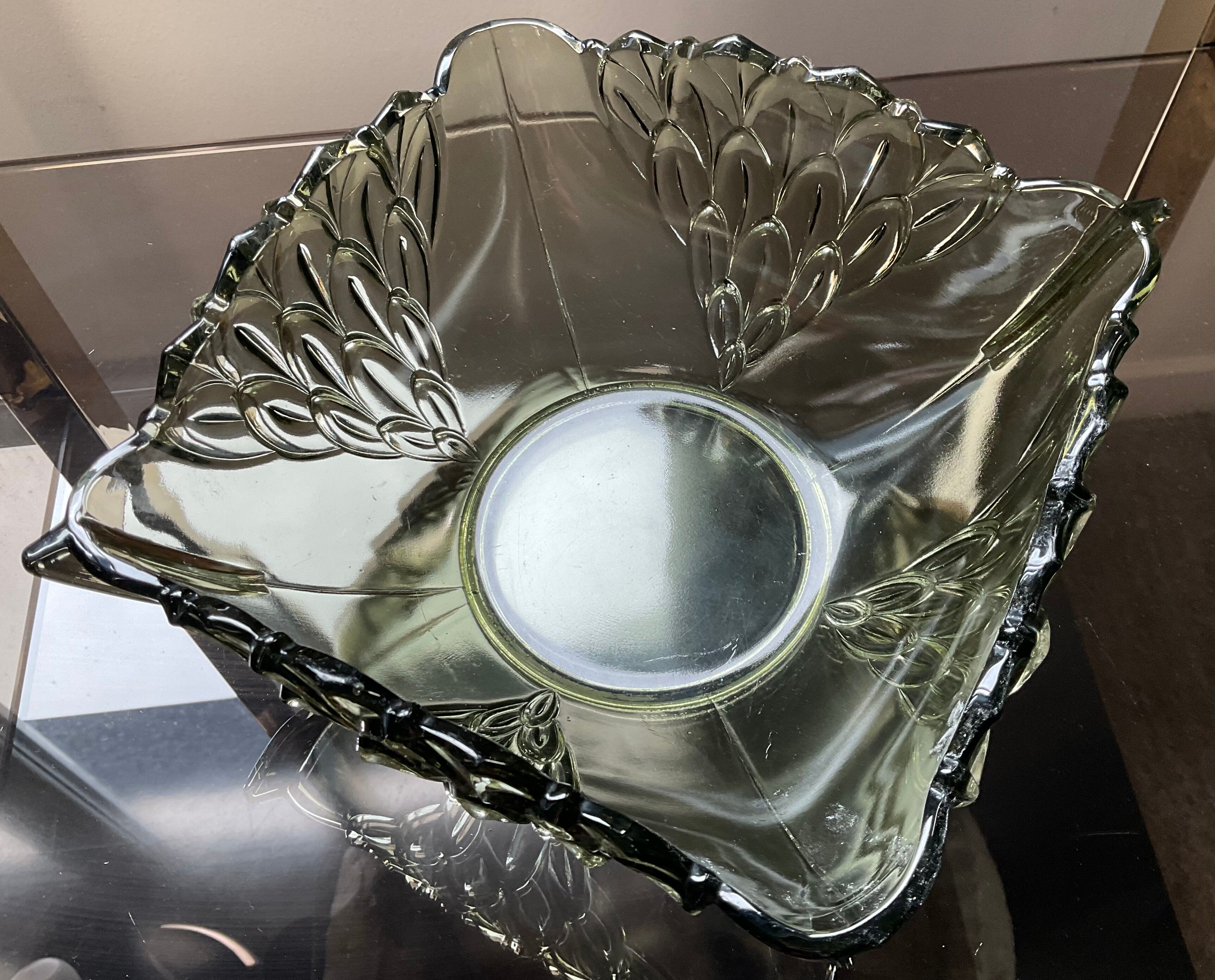 Empty cup pocket Art Deco molded crystal Czechoslovakia