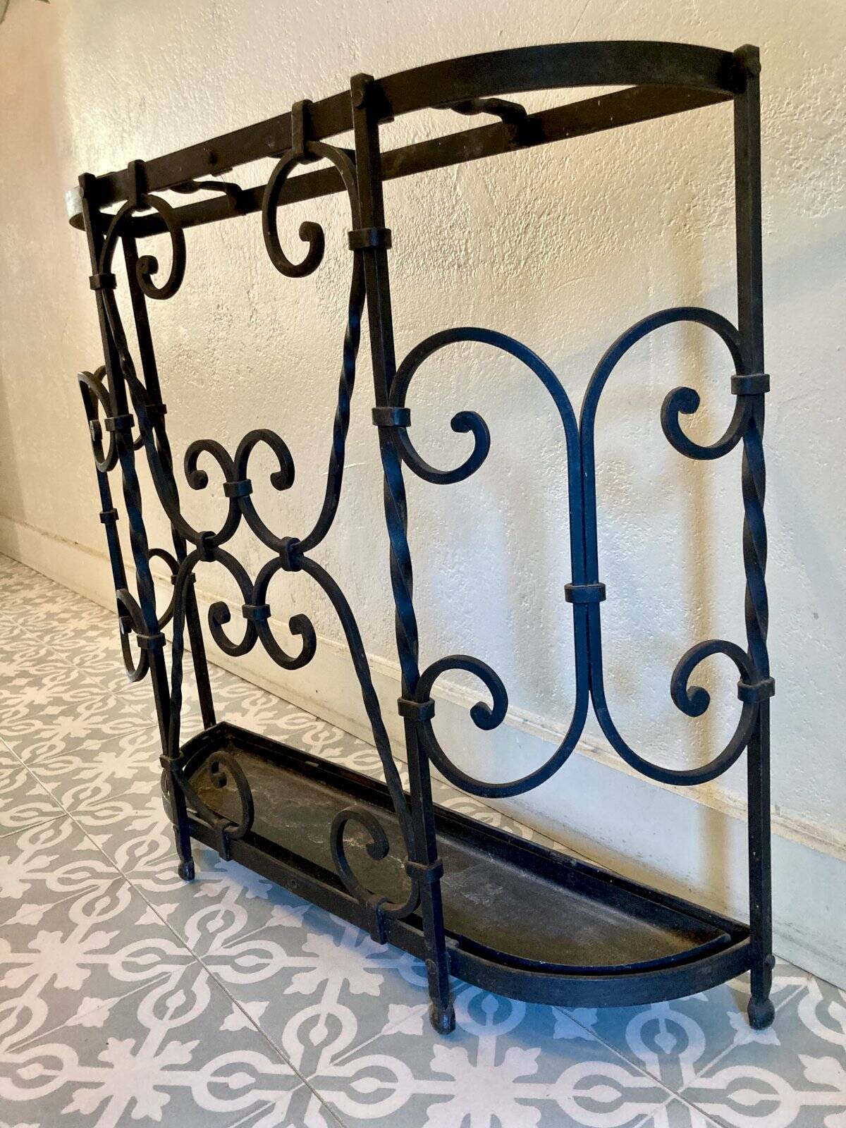 Antique wrought iron umbrella stand - early 20th century