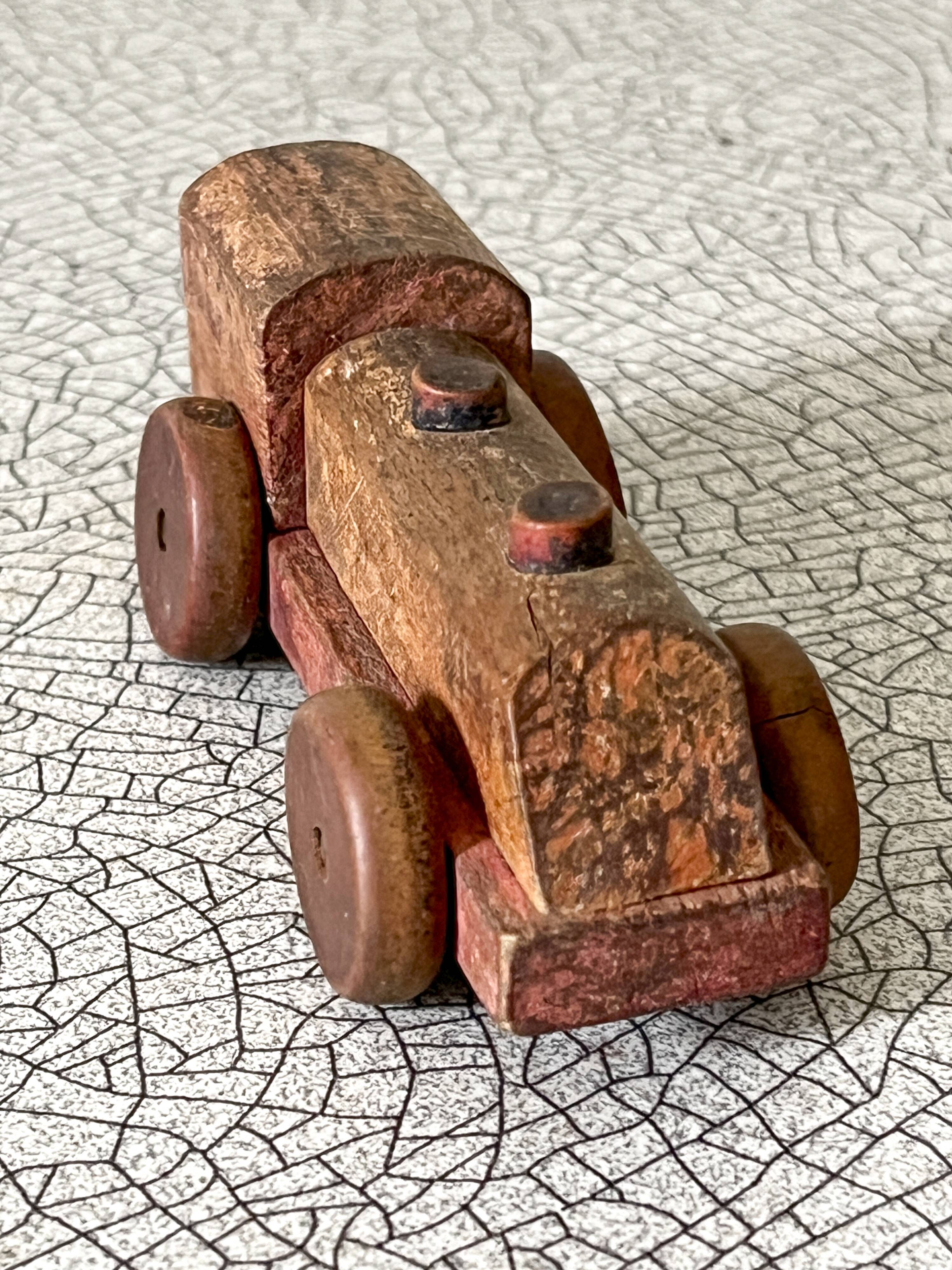 Small wooden locomotive, old toy