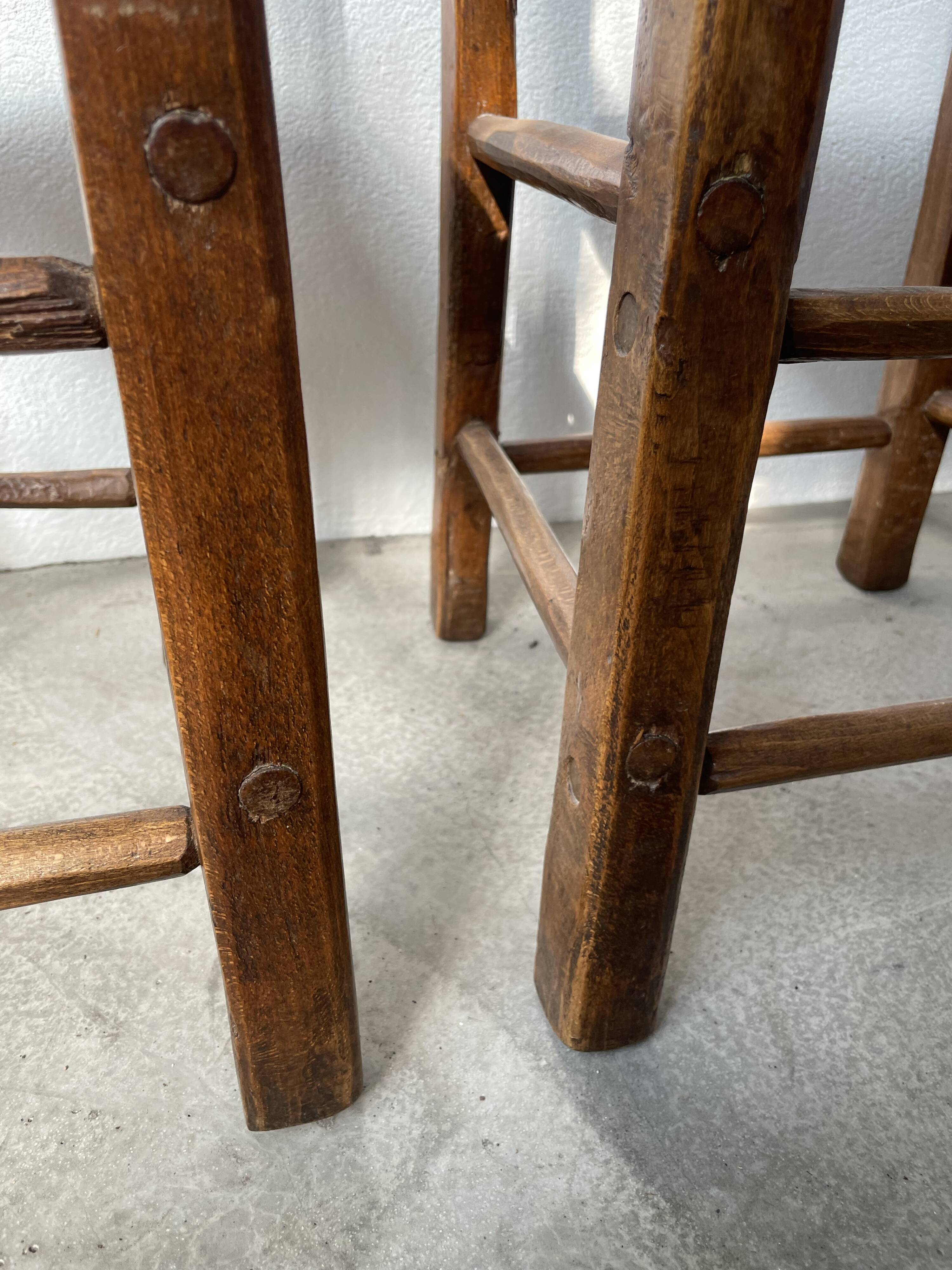 Rustic handcrafted oak chairs 1900