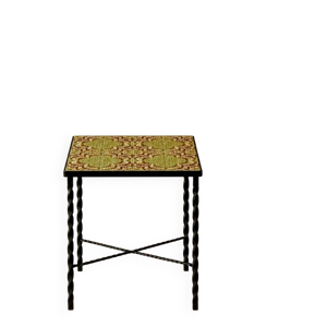 Table d’appoint en fer forgé et céramique – années 1960-1970