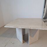 Square travertine coffee table, 1970s.
