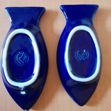 Ensemble de 2 ramequins poisson en céramique, bleu cobalt