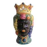 vaso in ceramica a forma di teste di moro siciliane