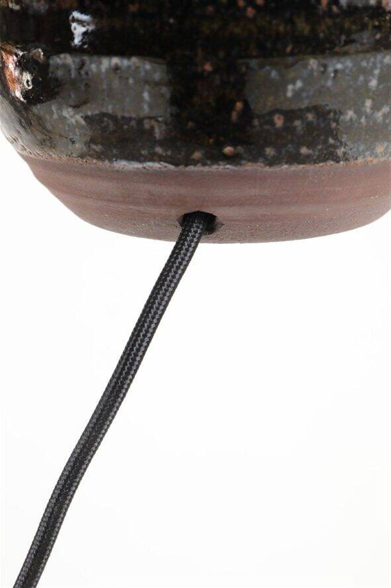 Rare, handcrafted Robert “Rob” Bentsen ceramic table lamp with a jute lampshade / Mid-century Danish modern design / 1960s / 1970s