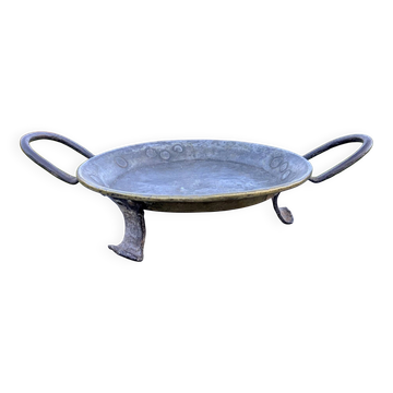 Plat à tourte Tourtière XVIII XIXe Cuivre Jaune Laiton Art populaire