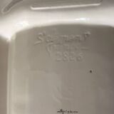 Asparagus service: dish and 6 Saint Clément France barbotine plates