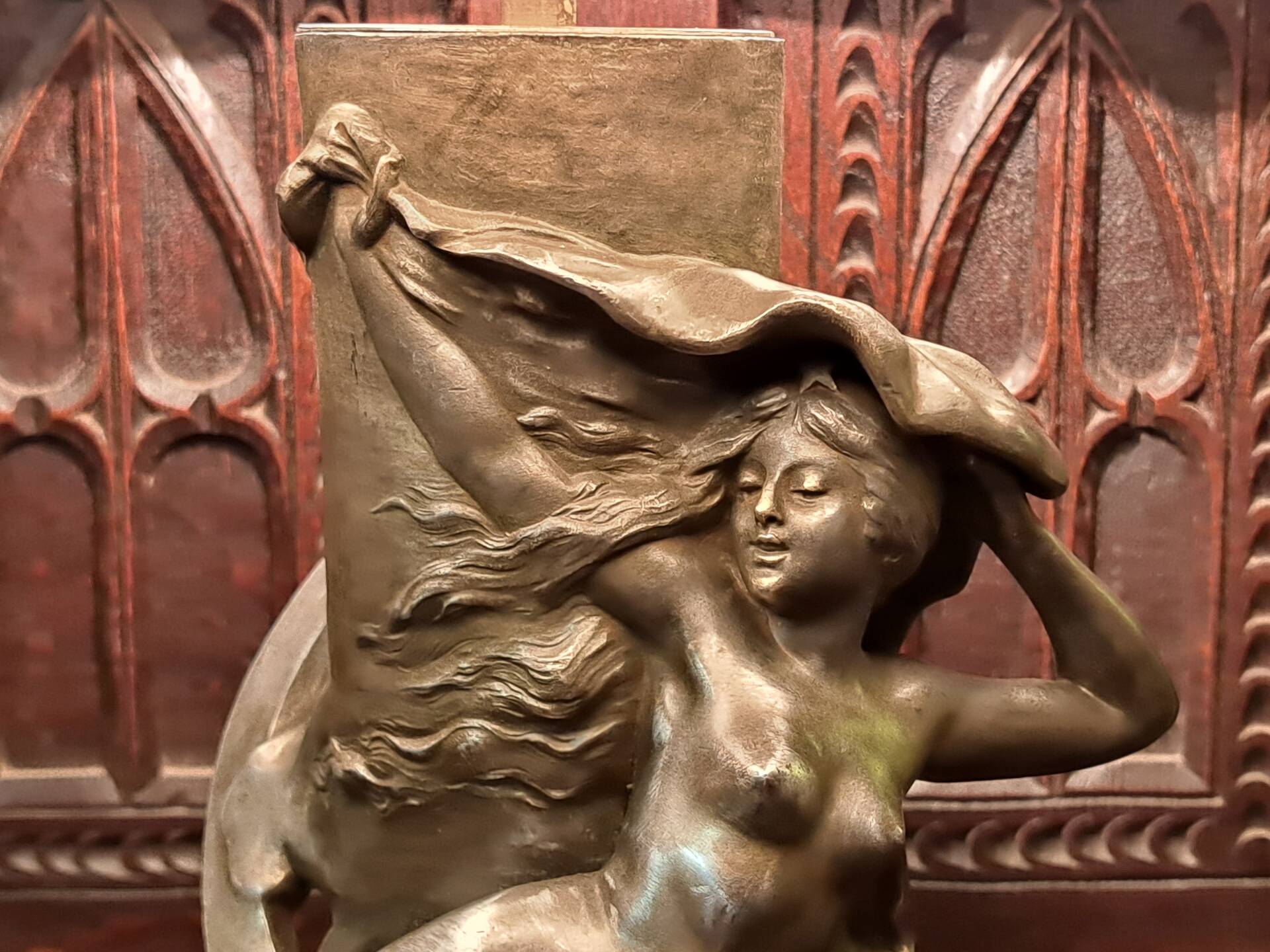 Lamp signed L. Moreau in brushed metal.