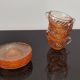 5 Rosaline Arcoroc twisted pink glass cups and saucers