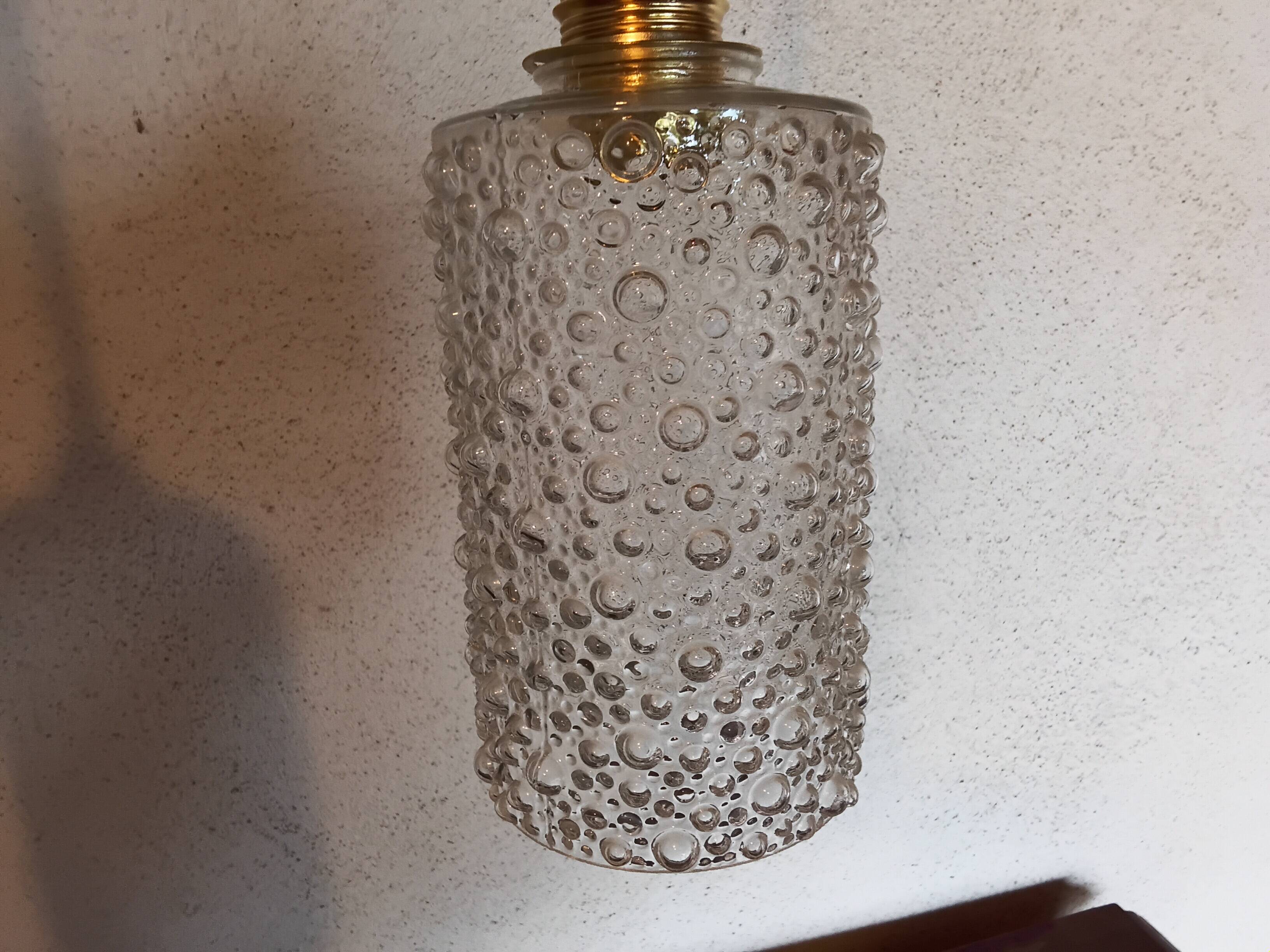 Set of two vintage bubble glass pendant lights