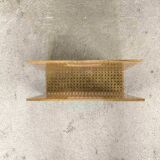 Vintage magazine rack in plexiglass and cane.