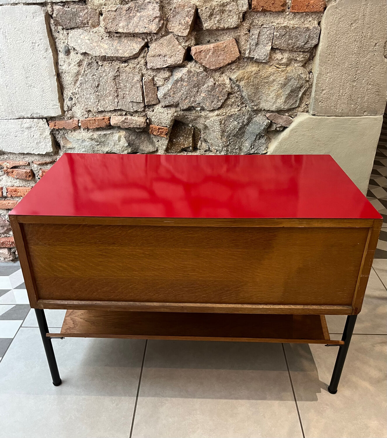 Vinyl storage furniture Manufrance from the 1960s