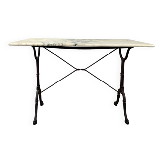 Table bistrot en marbre et fer forgé