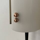 Vintage Jaques Biny wall lamp, black metal, brass and perpex, France 1960